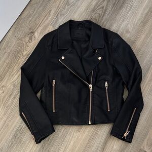 Blank NYC Black Leather Jacket with Gold Accents